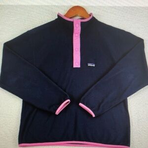 Patagonia Dark Blue Fleece with Pink Trim